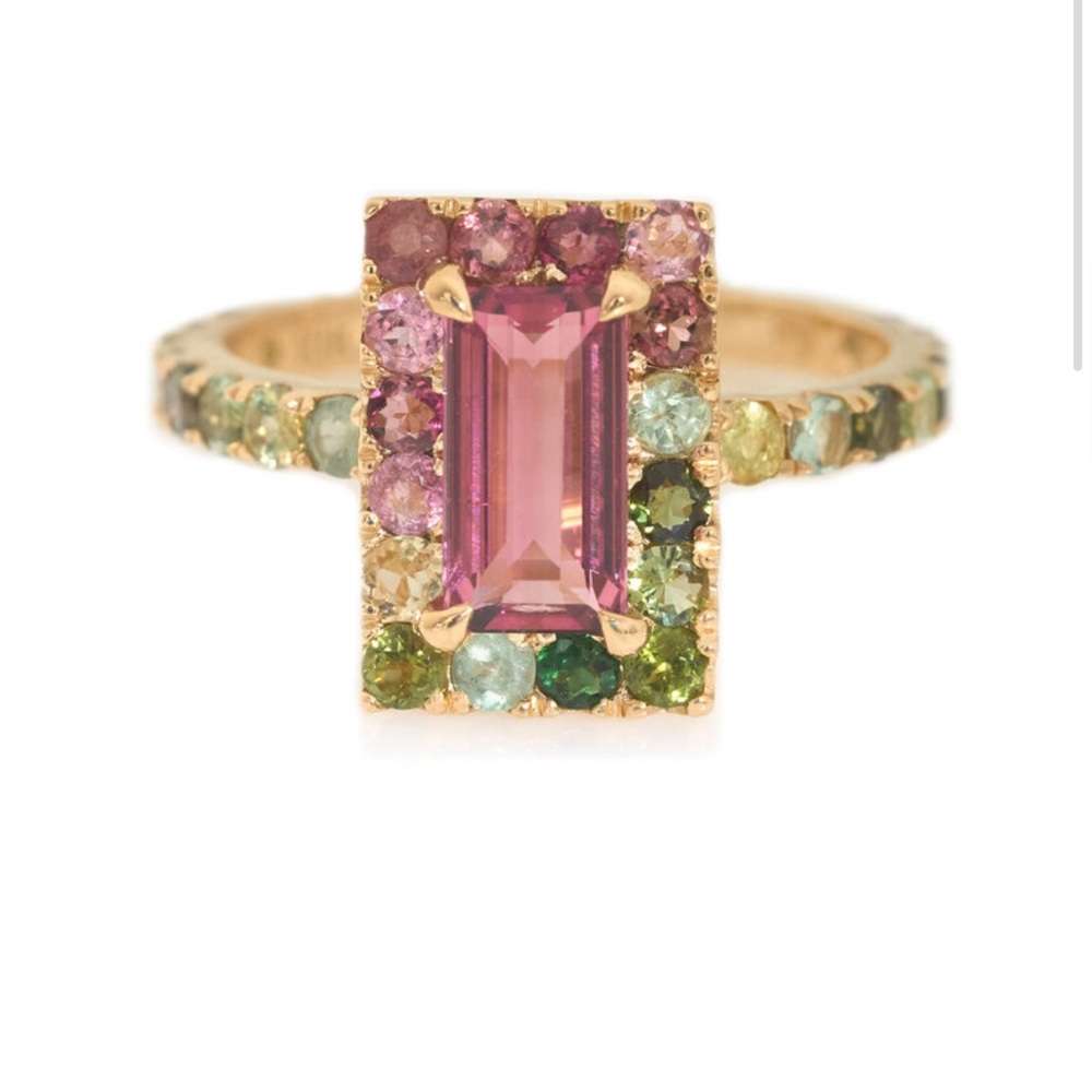 $3450 Yi Collection 18K Rubellite Watermelon Candy Ring, 6, New